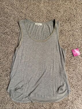 Another Love Silver-Trim Gray Scoop Tank